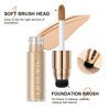 2-in-1 Liquid Foundation and Concealer Stick with Brush, Buildable And Lightweight Formula, Waterproof And Full Coverage Foundation, Long Lasting Moisturizing Concealer Foundation