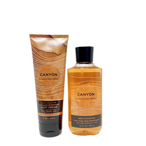Bath and Body Work Men's Collection Canyon - Duo Gift Set - 3-In-1 Body Wash & Body Cream