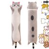 Rexinc Long Gray Cat Plush Pillow Toy Sleeping Pillow Cute Cartoon Cat Stuffed Animals Soft Long Body Pillow Gift for Kids(19.68in)