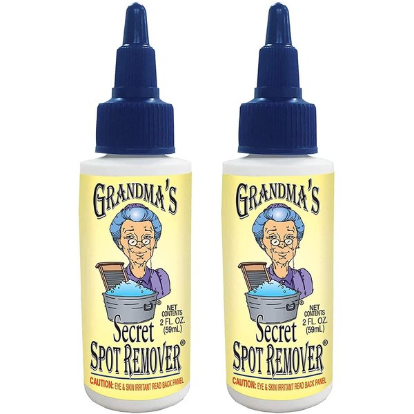 Grandma's Secret Spot Remover for Clothes - Chlorine, Bleach and Toxin-Free - Fabric Stain Remover Removes Oil, Paint, Blood and Pet Stains – 2 Ounce, Pack of 2