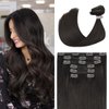 UGOTRAYS Dark Brown Clip in Hair Extensions Real Human Hair 70g 15 inches 100% Remy Human Hair Clip in Extensions Straight Double Weft for Full Head 7pcs 16clips One Pack #2 Brown Hair Extensions