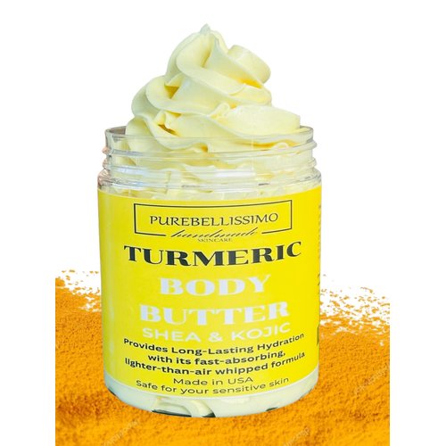 PureBellissimo Turmeric & Kojic Acid Body BUTTERS 100 Natural,whipped Shea deeply moisturizes dry and damaged skin with its powerful combination of Butter, Vitamin C Sweet Almond Oil