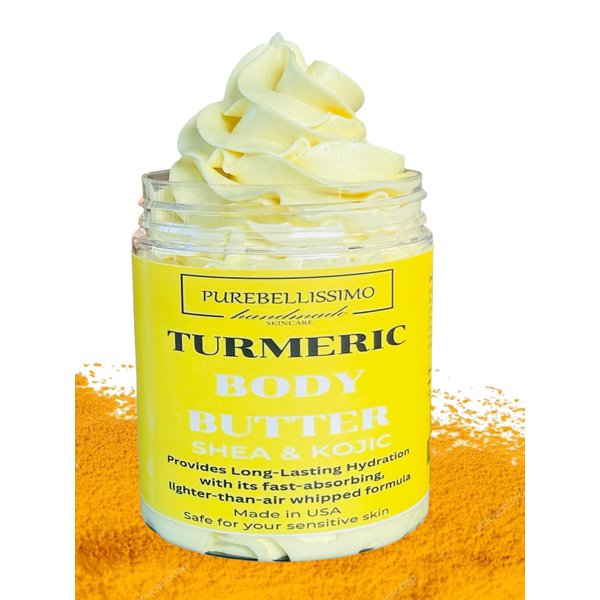 PureBellissimo Turmeric & Kojic Acid Body BUTTERS 100 Natural,whipped Shea deeply moisturizes dry and damaged skin with its powerful combination of Butter, Vitamin C Sweet Almond Oil