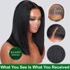 KLAIYI Yaki Straight Bob Wigs Human Hair Bye Bye Knots Glueless Wig Pre Cut 7x5 Lace Front Wigs for Women Pre Bleached Pre Plucked Put On and Go Wig Easy to Wear Short Kinky Wigs with Baby Hair 12Inch