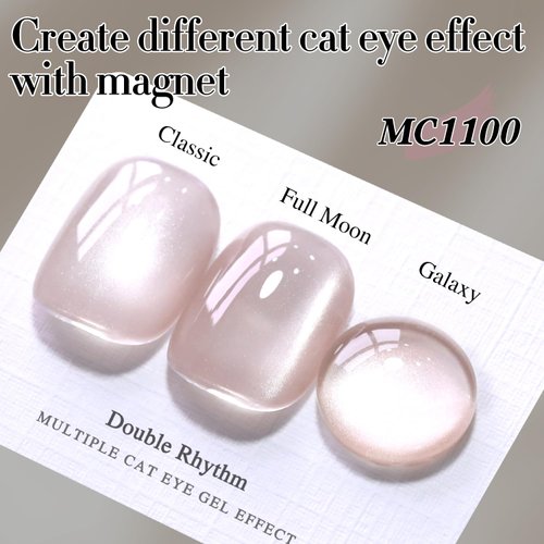 Double Rhythm Jelly Glass Cat Eye Gel Polish with Magnet 15ML Holographic Glitter Shimmer Translucent Sheer Color Magnetic Nail Polish Salon DIY at Home (Jelly Nude Gray-MC1100)