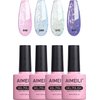 AIMEILI Gel Nail Polish Hema Free Gel Polish 4 Colors Pink Purple Blue Silver Glitter Gel Nail Kit Shining Nails Soak Off Summer Nail Design Nail Lamp Cured Manicure Set for Women Kit Set 32