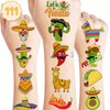 111 PCS Mexican Fiesta Temporary Tattoos Stickers Theme Birthday Party Decorations Supplies Favors Decor Taco Mexico Cinco De Mayo Pinata Tattoo Sticker Gifts For Boys Girls School Prizes Carnival