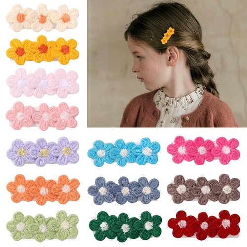 Baby Hair Clips -12Pcs Dasiy Barrettes Sets Fully Lined Hair Pins Bows Wrapped by Cloth Hair Accessories for Baby Girls Infants Toddler Kids