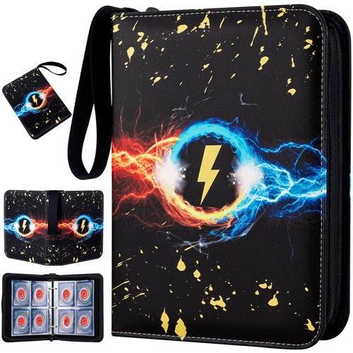 Jravkfi Card Binder,400 Pockets Card Holder Album with 50 Removable Sleeves for Standard Size Cards 4 Pocket TCG Trading Card Binder Display Storage Carrying Case(Black)