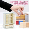NUOBESTY Wooden Dollhouse Bookshelf Cabinet Dollhouse Display Shelf Miniature Display Bookcase Model for Dollhouse Fairy Gardens Miniature Furniture Accessories