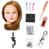IBLUES 26"-28" Mannequin Head with 60% Real Hair, Hairdresser Practice Training Head Cosmetology Long Hair Manikin Doll Head with 9 Tools and Clamp - #27 Golden, Makeup On