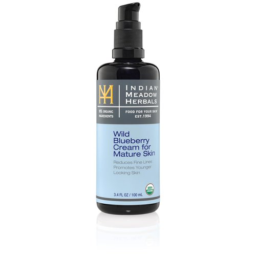 Indian Meadow Herbals Wild Blueberry Cream for Mature Skin (3.4oz) – Fine Line Face Cream Promotes Younger-Looking Skin - Deep Facial Moisturizer