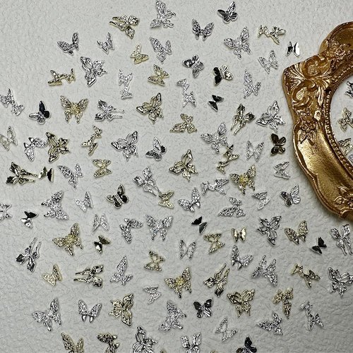 KACHIMOO 100pcs Butterfly Nail Charms Butterfly Charms for Nails Gold Butterfly Nail Charms 3D Nail Butterfly Charms Aolly Butterfly Charms for Acrylic Nails DIY