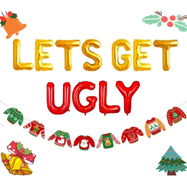 Lets Get Ugly Balloons Ugly Sweater Party Decoration Ugly Sweater Party Supplies Christmas Party Decoration Christmas Party Supplies Christmas Balloons