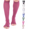 Doc Miller Open Toe Compression Socks for Men and Women, 15-20 mmHg, Calf Recovery, Medical Grade, Maroon Socks, Small