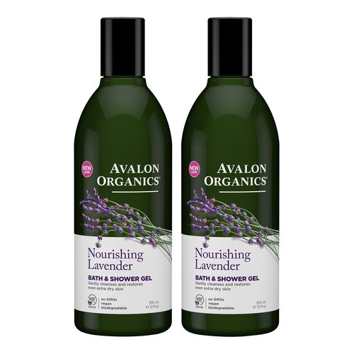 Avalon Organics Lavender Bath and Shower Gel, 12-Ounce Bottle (Pack of 2)