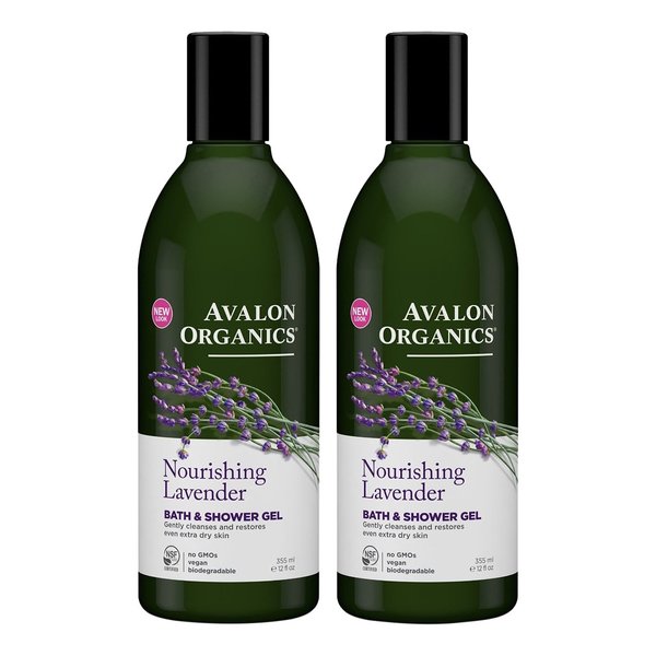 Avalon Organics Lavender Bath and Shower Gel, 12-Ounce Bottle (Pack of 2)