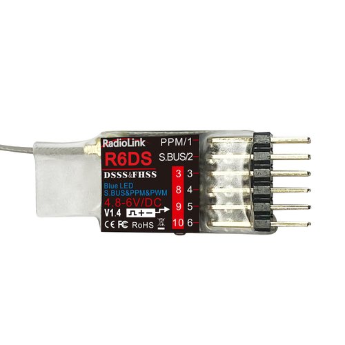 Radiolink R6DS 2.4GHz RC Receiver 6/10 Channels SBUS/PWM/PPM for Drone Airplane Fixed Wing AT9S/AT9S Pro/AT10/AT10II Transmitter RX
