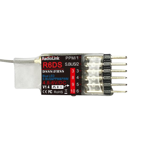 Radiolink R6DS 2.4GHz RC Receiver 6/10 Channels SBUS/PWM/PPM for Drone Airplane Fixed Wing AT9S/AT9S Pro/AT10/AT10II Transmitter RX