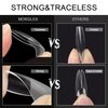 Almond Nail Tips, MORGLES 600pcs Long-Lasting Soft Gel Nail Tips, Medium Full Cover Nail Tips, Pre-Etched Matte Gel x Nail Extensions, 12 Sizes with Glue & Nail Files
