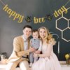 Gold Glitter Happy Bee Day Banner/Bumble Bee Theme Baby Shower Party Supplies/New Mom/Gender Reveal Party/Happy Birthday Party Decorations