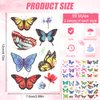 20 Sheets/198pcs Butterfly Temporary Tattoos, Butterfly Face Stickers Waterproof Body Art Fairy Butterfly Tattoos for Women Girls Eyes Face Makeup Decoration Party Favors