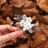 Catery Flower Bride Wedding Hair Comb Silver Small Side Comb Blue Crystal Hair Piece Jewelry Accessories for Women and Girls