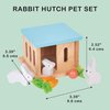 Mentari Toys - Rabbit Hutch Pet Set - 7pc Wooden Bunny Family with House and Play Food - Dollhouse Accessory - Perfectly Sized for Dollhouses - Encourages Imaginative Play and Animal Care - Age 3+