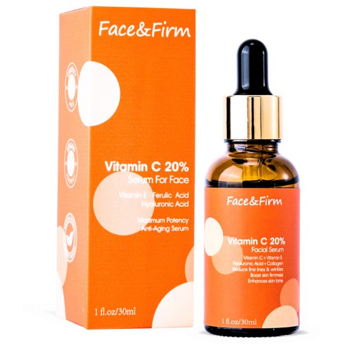 Generic Face&Firm 20% Vitamin C Face Serum With Vitamin E, Ferulic Acid And Hyaluronic Acid-Anti-Aging, Maximum Potency And Boost Skin Collagen Face Serum 1fl.oz/30ml