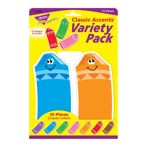 Trend Enterprises, Inc. Crayon Colors Classic Accents Variety Pack, 72 ct