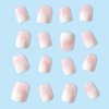 Acrylic Press on Nails Short Square Fake Nails White Ombre Glue on Nails Short False Nails with Gloss Designs Nails Press on Artificial Nails Stick on Nails for Women 24Pcs