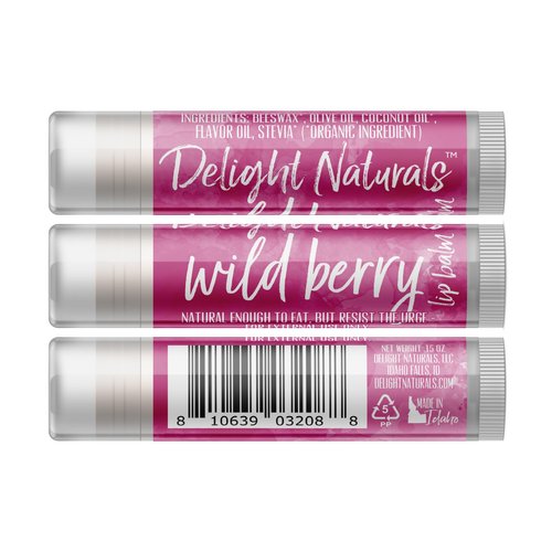 Delight Naturals Picking Berries Lip Balm Gift Set - Wild Berry, Blue Raspberry BlackBerry