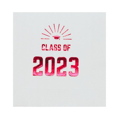 Paper Frenzy Graduation Foil Stamped Party Napkins Class of 2024-25 pack, Blue