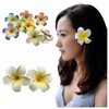 2 PCS 7cm Hawaiian Frangipani Plumeria Foam Head Flower Party Beach Hair Clip Hair Accessories (White+Blue)
