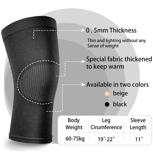2 Pair Knee Brace Compression Sleeves Knee Support Brace for Meniscus Tear, Lightweight Knee Sleeve for Arthritis Pain Relief, Knee Support for Men and Women for Running, Weight Lifting (Black, Beige)
