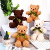 9 Pieces Cute Bear Stuffed Animals 10 Inch Soft Plush Stuffed Bears Toy Valentine's Day Gift Bulk with Bow Tie Kids Boys Girls Graduation Baby Shower Birthday Party Gift(Dark Brown, Golden, White)