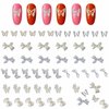 48Pcs 3D Metal Butterfly Bows Nail Charms Silver Golden Bows Bowknots Butterfly Nail Art Alloy Luxury Charms for Nail Art Jewelry Making Crafts DIY Manicure Accessories
