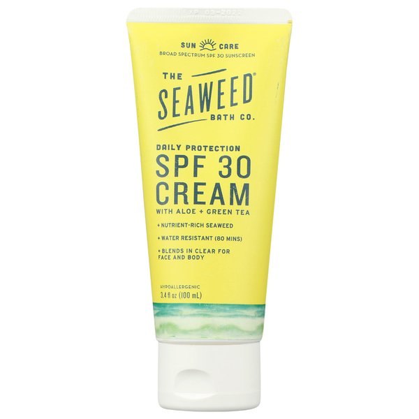 The Seaweed Bath Co. Daily Protection SPF 30 Cream, Nutrient Rich Bladderwrack, Aloe & Green Tea, Vegan, Gluten Free, Cruelty Free, Paraben Free, 3.4 Oz