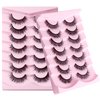 14 Pairs 6D False Eyelashes Fluffy Faux Mink D Curl Volume 17mm Fake Lashes Wispy Fluffy Natural Look Eye Lashes Strip Pack