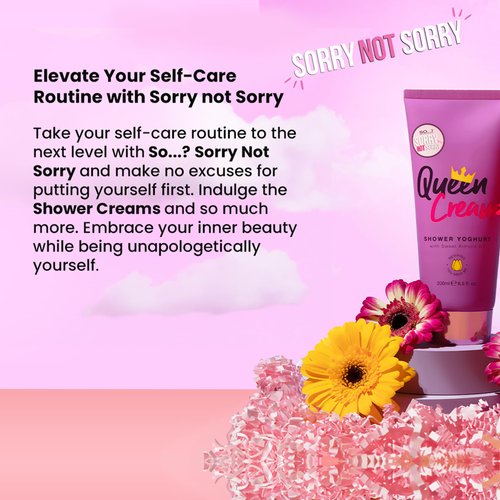 So...? Sorry Not Sorry Queen Shower Yoghurt - Infused with Shea Butter and Vanilla Bean - Soothing and Refreshing Shower Gel for Women - 6.9 oz