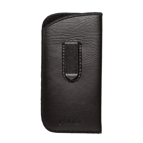 Calabria Soft Slip-In Glasses Case Vertical Pocket Clip Black Men Women Faux Leather Felt Eyeglasses Pouch Sunglasses Holder