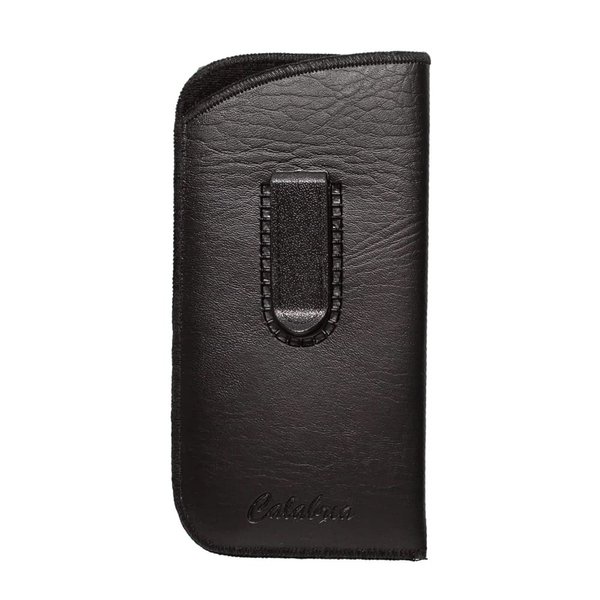 Calabria Soft Slip-In Glasses Case Vertical Pocket Clip Black Men Women Faux Leather Felt Eyeglasses Pouch Sunglasses Holder