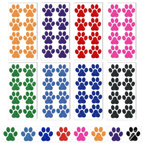 40 Sheets 320pcs Paw Print Tattoos Temporary, 8 Colors Dog Paw Glitter Tattoo Stickers Temporary Tattoos Dog Paw Body Tattoos for Face Body Accessories Adults Women Girls(Dog Paw Style)