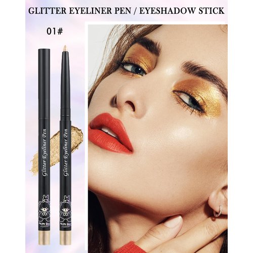 Chameleon Glitter Eyeliner Gel Pencil,Metallic Shimmer Gold Sliver Colored Gel Eyeliner Pen,Longlasting Waterproof Eye Liner Eyeshadow Cream Stick,High Pigmented,delineador de ojos contra el agua-01#