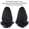 Nature Black Drawstring Ponytails for Black Women Yaki Straight Ponytail Hair Extensions Tail Warping Pony tail Hair Extensions Natural Black Synthetic 16" Hair Bun Hair Pieces for Women