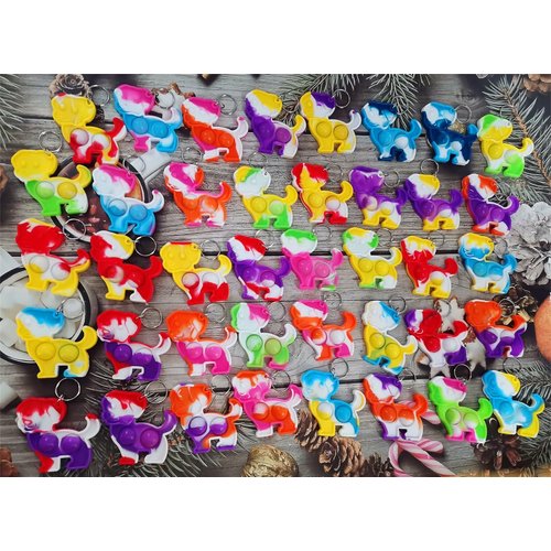 HOZKEAP 100 Packs Bulk Dog Mini pop Fidget Keychain Gifts for Boys and Girls Kids Birthday Party Favors Supplies and Classroom student Prize