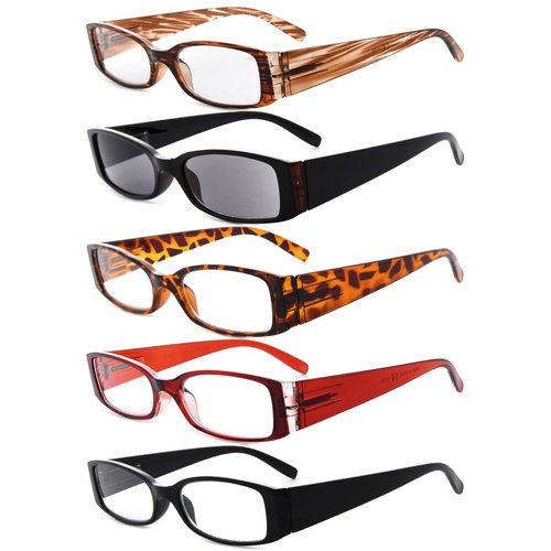 Eyekepper 5 Pairs Reading Glasses for Women Reading Inlcude Reader Sunglasses +4.00 Reading Eyeglasses