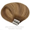 Lacer Hair Tape in Hair Extensions Human Hair 20 Pieces 50 Grams Balayage Chocolate Brown to Caramel Blonde with Chocolate Brown Roots Tape in Hair Extensions 16 Inch R#4-4/27