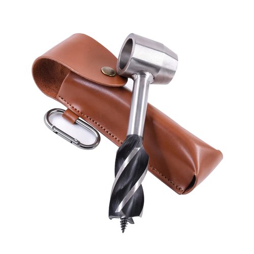 Survival Tool for Bushcraft Settlers, Manual Drill Wrench, Scotch Eye Auger Drill and Hand Hole Maker for Camping, Outdoor, Bushcrafting, with Protective Case and Hook