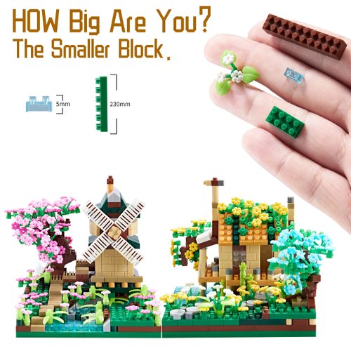 LUKHANG Four Seasons Flower House Plant Series 4 Miniature Building Blocks Set, Creative Tree House Flower and Plant Model DIY Gifts for Girls, Kids and Adults